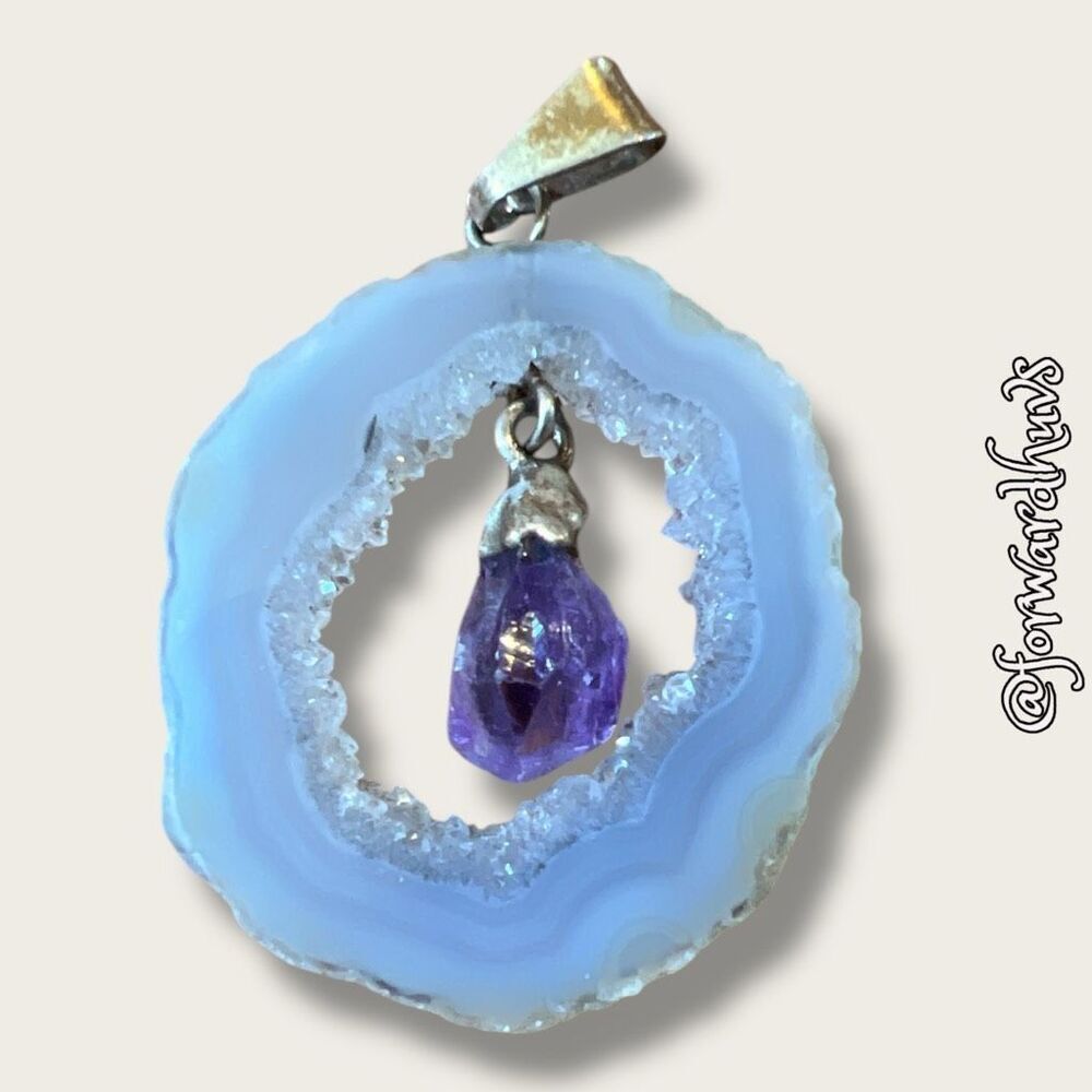 Crystal and Amethyst Pendant without Chain - Picture 3 of 8